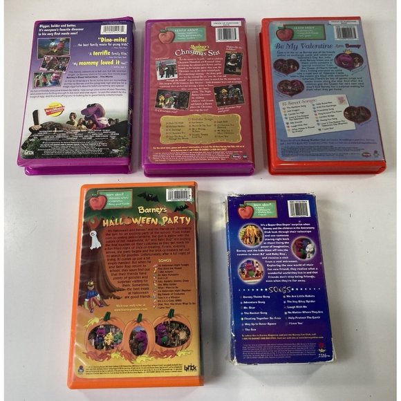 5 Barney VHS Video Tape Sing-Along Outer Space Halloween Christmas Valentine Lot - Picture 4 of 5